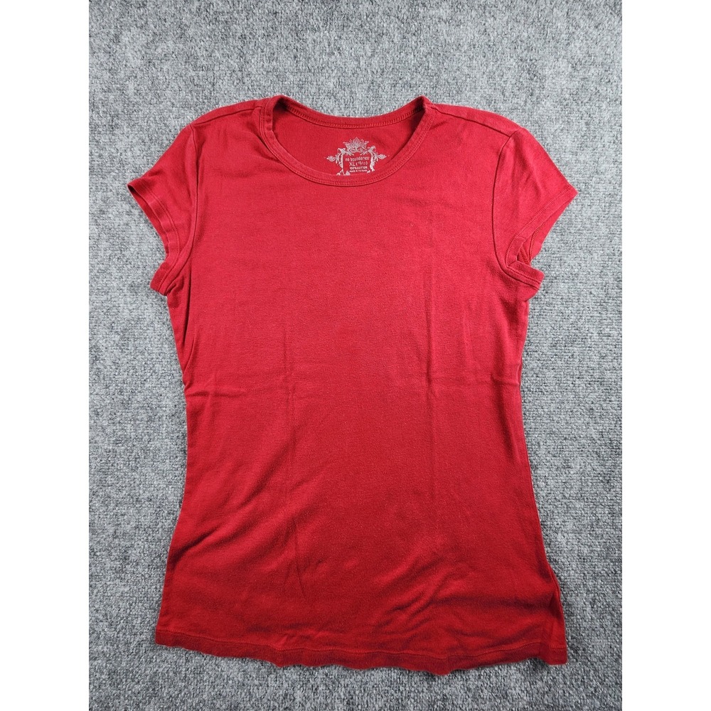 No Boundaries Womens Red Short Sleeve Crew Neck Cotton T-Shirt XL 15-17 NB38K200